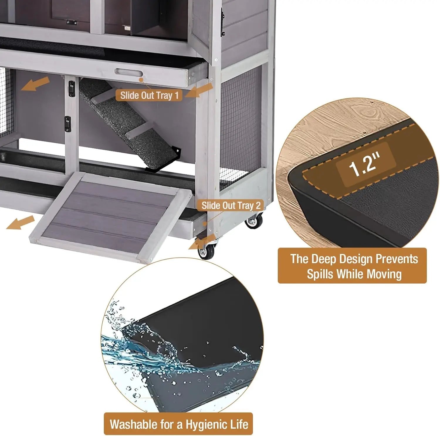 Rabbit Cage Indoor Outdoor with Casters