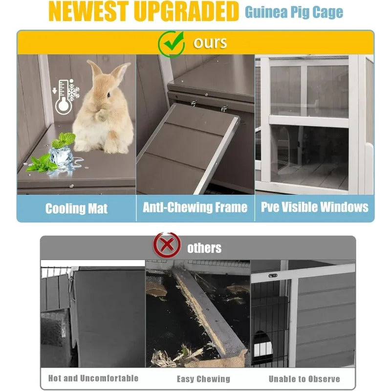 Rabbit Cage Hutch with Ramp and Hideout