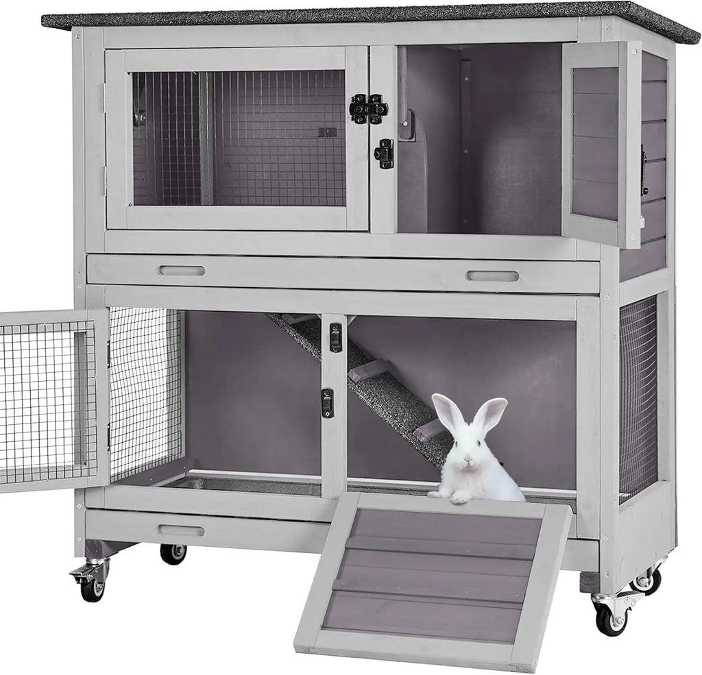Rabbit Cage Indoor Outdoor with Casters