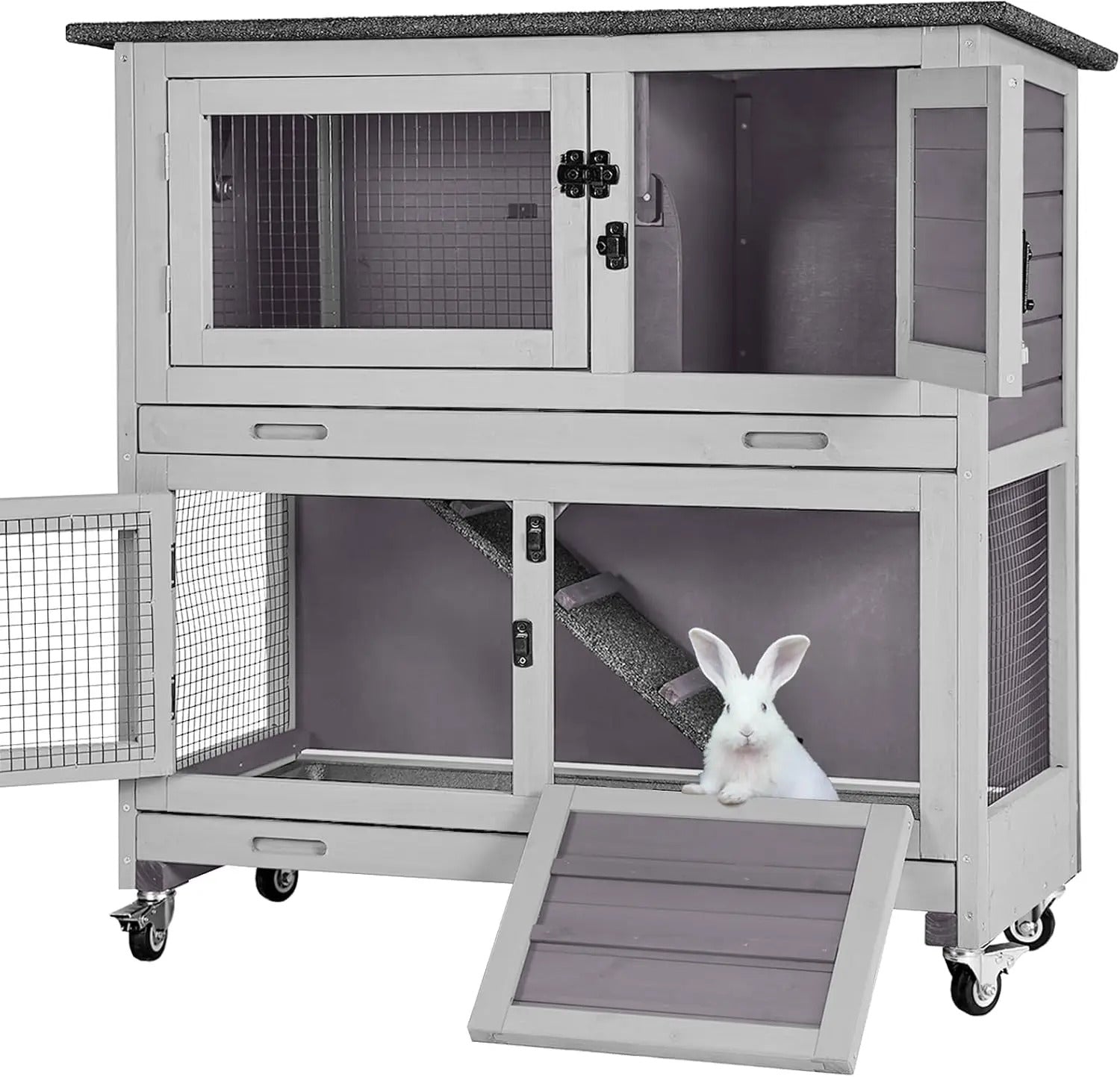 Rabbit Cage Indoor Outdoor with Casters
