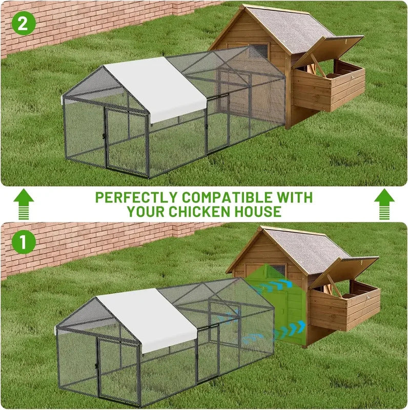 Metal Chicken Coop  Chicken Run with Waterproof Cover