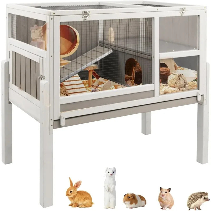 Rabbit Cage Hutch with Ramp and Hideout