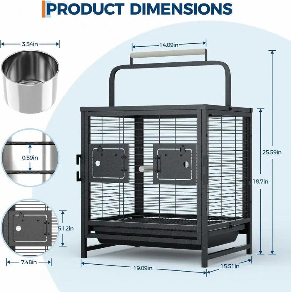 Small Bird Cage Lightweight Metal Portable for Travel