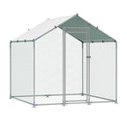 Metal Chicken Coop Walk-in  Run with Cover Spire Roof