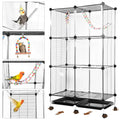 Bird Cage Universal Wheel Metal Parrot Cage with Stand Tray Swing