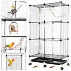 Bird Cage Universal Wheel Metal Parrot Cage with Stand Tray Swing