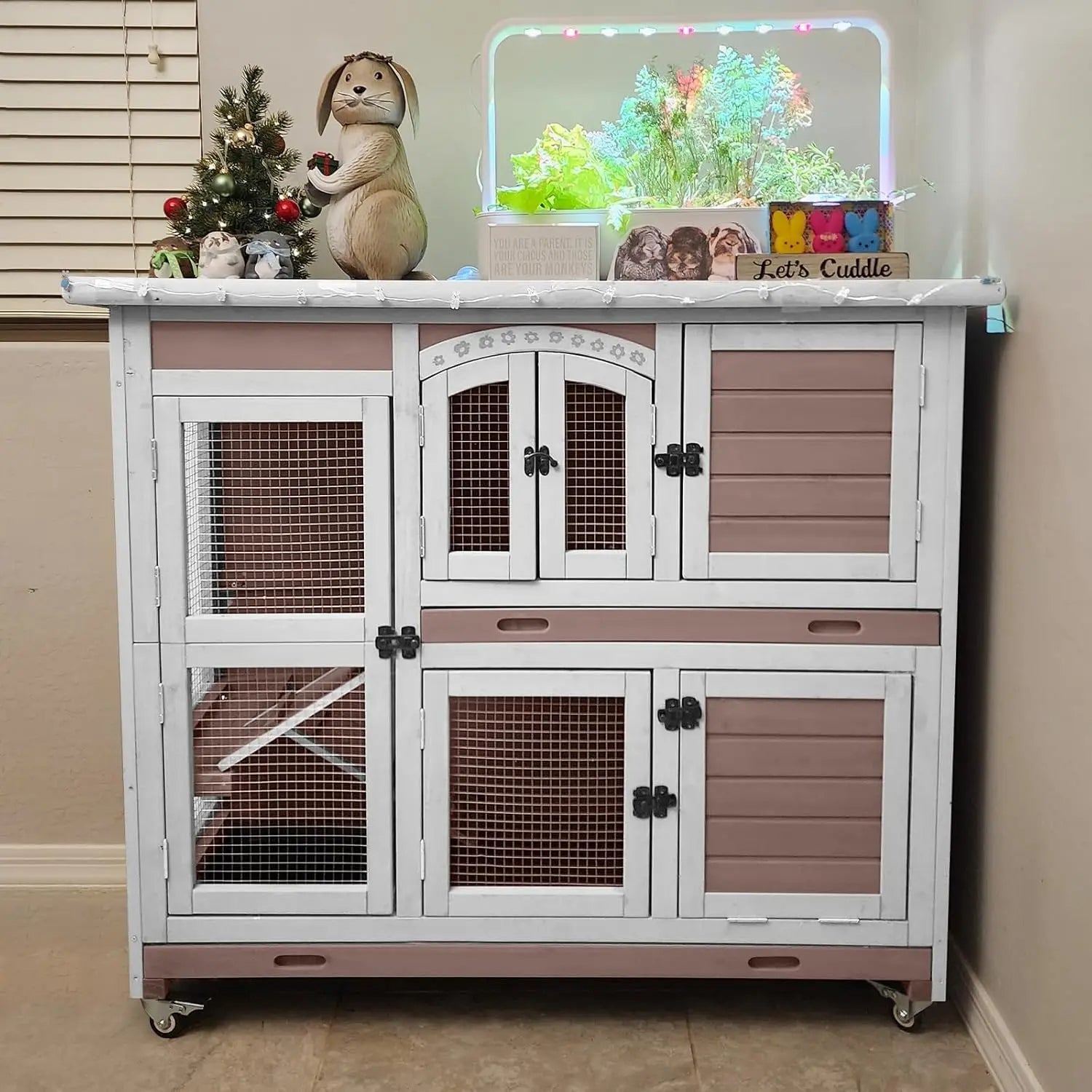 Rabbit Cage Indoor Outdoor with Casters