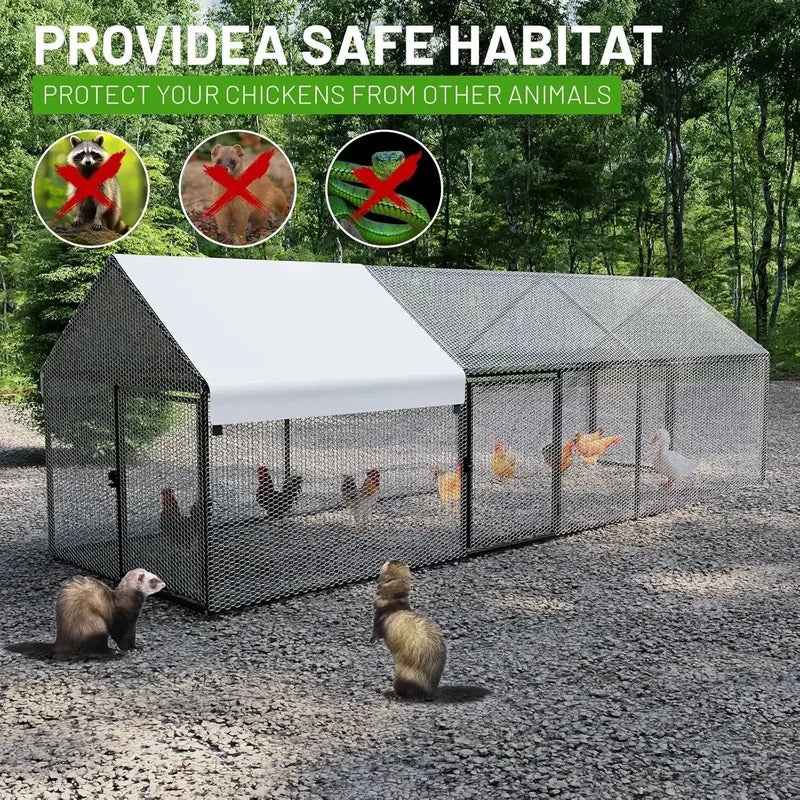Metal Chicken Coop  Chicken Run with Waterproof Cover