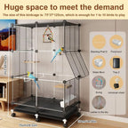 Bird Cage Universal Wheel Metal Parrot Cage with Stand Tray Swing