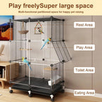 Bird Cage Universal Wheel Metal Parrot Cage with Stand Tray Swing