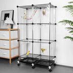 Bird Cage Universal Wheel Metal Parrot Cage with Stand Tray Swing