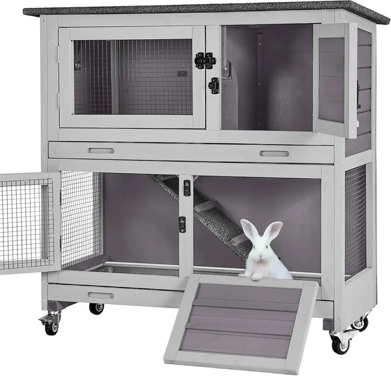Rabbit Cage Indoor Outdoor with Casters