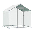 Metal Chicken Coop Walk-in  Run with Cover Spire Roof