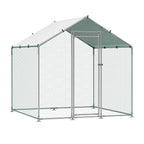 Metal Chicken Coop Walk-in  Run with Cover Spire Roof