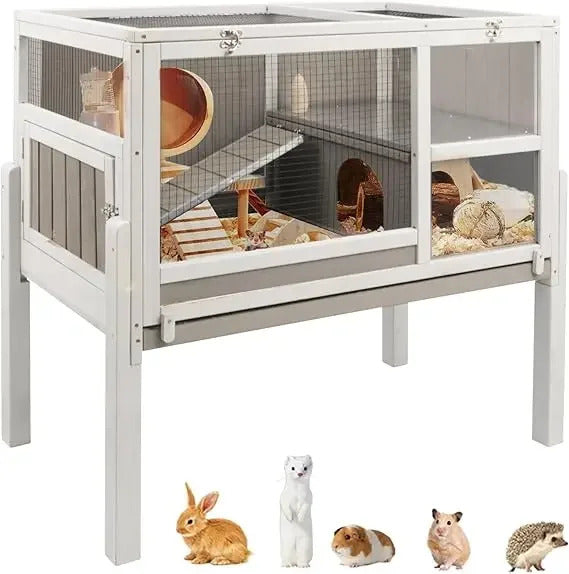 Rabbit Cage Hutch with Ramp and Hideout