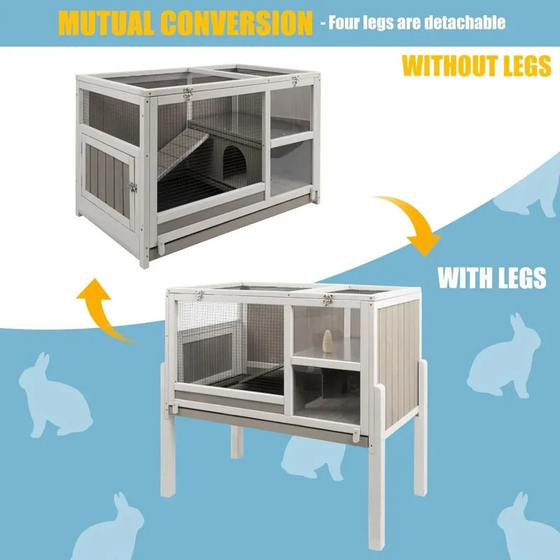 Rabbit Cage Hutch with Ramp and Hideout